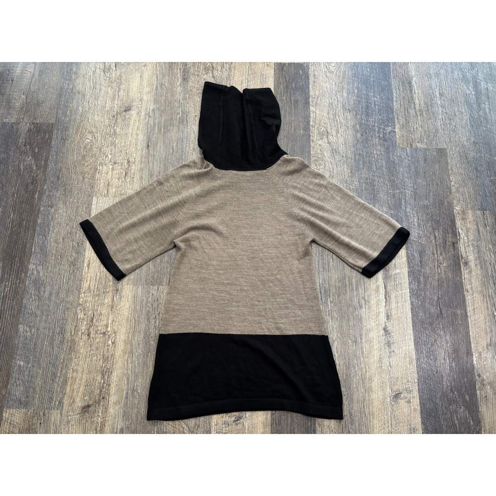 The Limited Cowl Neck Color Block Short Sleeve Sweater Tan Black XS - Picture 6 of 6